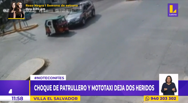Villa el Salvador: choque entre patrullero y mototaxi deja dos heridos