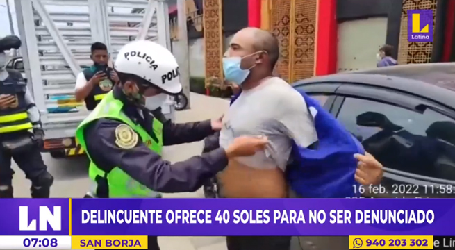 San Borja: delincuente ofrece 40 soles a su víctima para no ser denunciado
