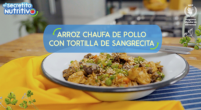 #ElSecretitoNutritivo: En el menú de hoy presentamos un delicioso arroz chaufa de pollo con tortilla de sangrecita
