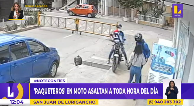 San Juan de Lurigancho: 'raqueteros' en moto asaltan a toda hora del día
