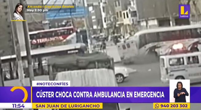 SJL: así fue el impactante choque de una cúster contra una ambulancia