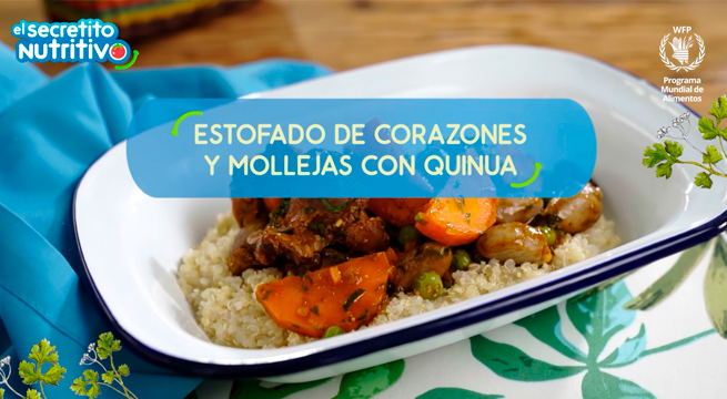 #ElSecretitoNutritivo: En el menú de hoy presentamos un delicioso estofado de corazones y mollejas con quinua