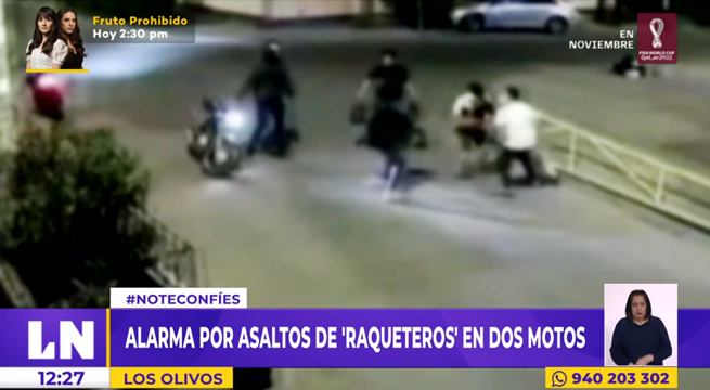 Los Olivos: alarma por asaltos de 'raqueteros' en dos motos