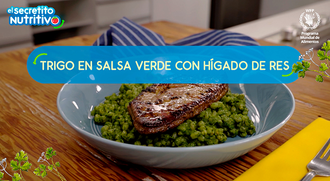 #ElSecretitoNutritivo: En el menú de hoy presentamos un delicioso trigo en salsa verde con hígado de res