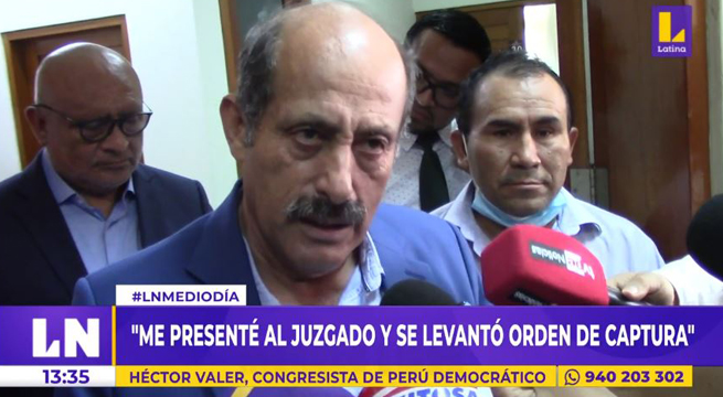Legislador Héctor Valer fue liberado tras rendir su testimonio ante jueza