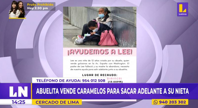 Anciana vende caramelos para sacar adelante a su nieta