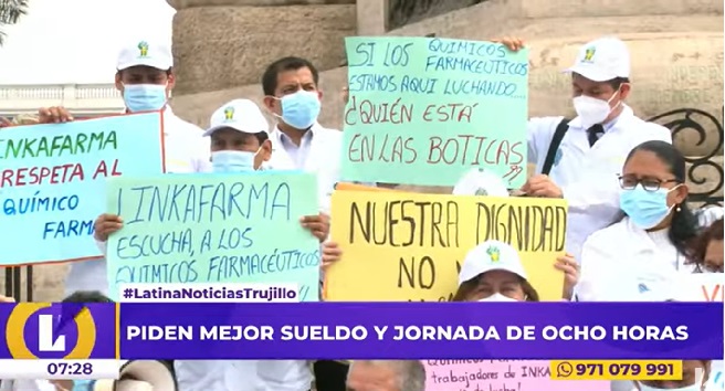 Trujillo: químicos farmacéuticos piden en protesta aumento de sueldos