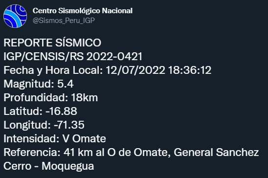 sismo moquegua