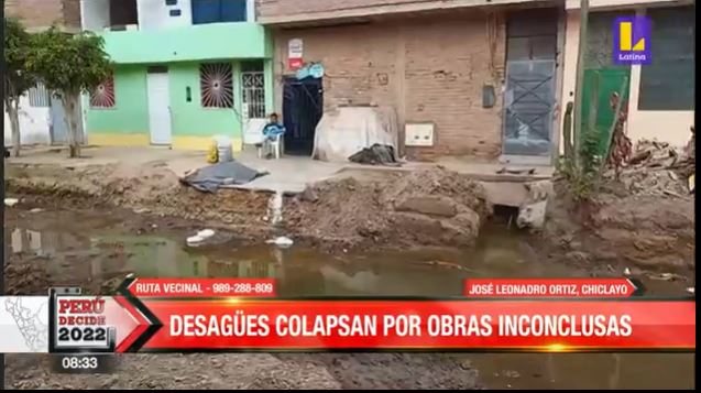 Chiclayo: vecinos denuncian colapso de desagüe por obra de saneamiento inconclusa