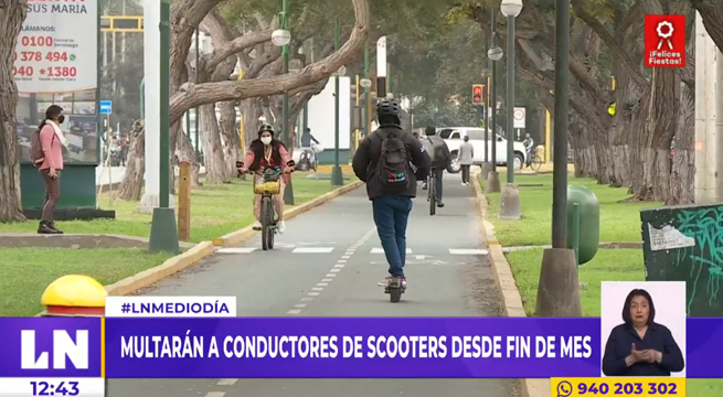 Multarán a conductores de scooters que cometan infracciones desde fin de mes