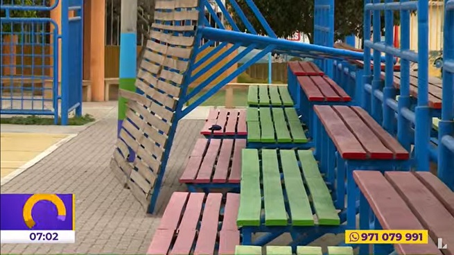 Trujillo: niña sufrió fractura en la pierna tras caerle techo de gradería en complejo deportivo