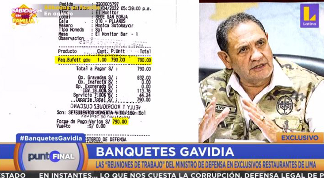 Ministro de Defensa realiza excesivos gastos en exclusivos restaurantes con dinero del sector