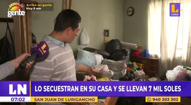 SJL: lo secuestran en su casa y se llevan 7 mil soles, además de mercadería