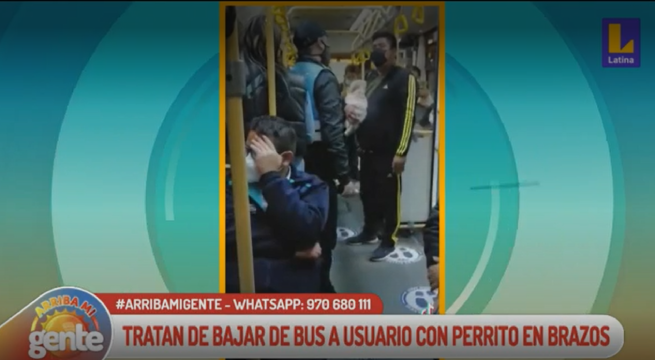 Metropolitano: Tratan de bajar de bus a usuario con perrito en brazos