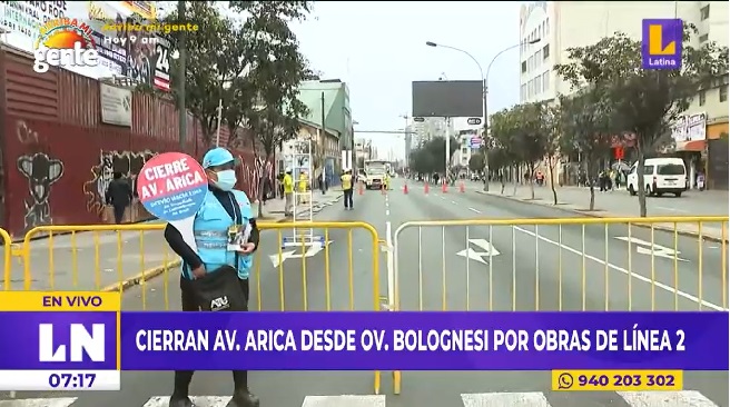 Línea 2 del Metro de Lima: cierran tránsito en avenida Arica por obras