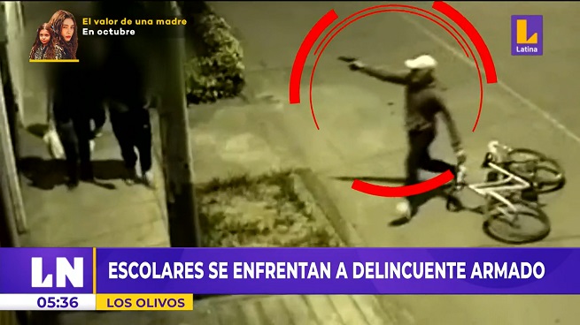 Los Olivos: escolares se enfrentan a delincuente armado, este iba a dispararles, pero no pudo