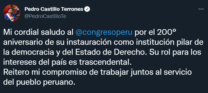Pedro Castillo congreso