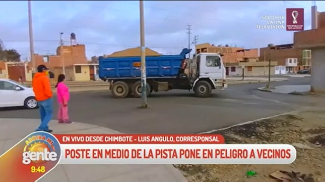 Nuevo Chimbote: poste colocado en medio de la pista pone en peligro a vecinos