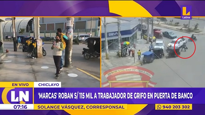 Chiclayo: delincuentes roban mochila que contenía S/ 115 mil a empresario en puerta de banco