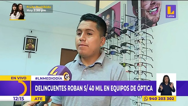 Ate Vitarte: delincuentes roban equipos valorizados en S/ 40 000 de óptica