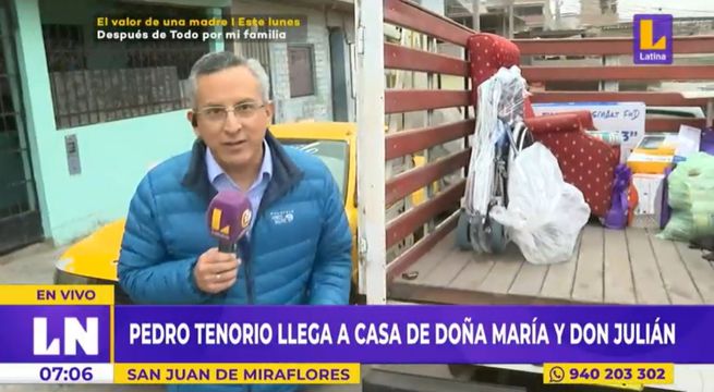 Latina Noticias lleva donativos a pareja de ancianos en Villa María del Triunfo