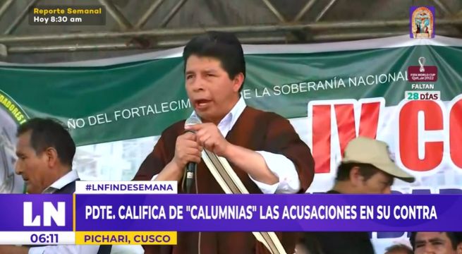 Presidente Pedro Castillo califica de “calumnias” las acusaciones en su contra