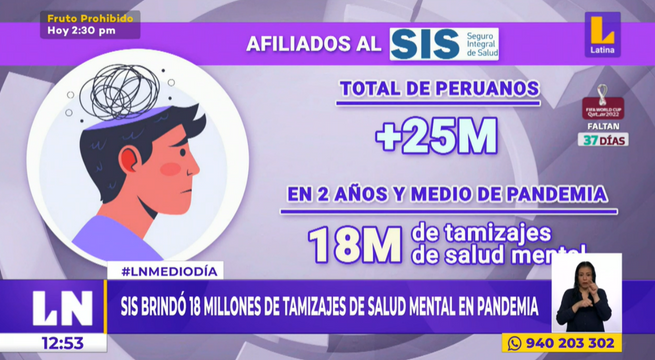 SIS brindó 18 millones de tamizajes de salud mental en pandemia