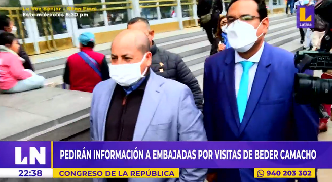 Congreso: pedirán información a embajadas por visitas de Beder Camacho