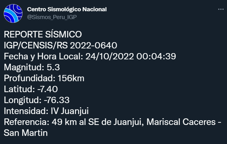 Sismo San Martín