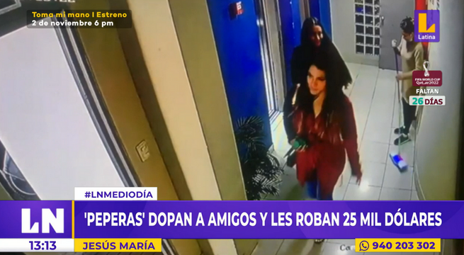 Jesús María: 'peperas' dopan a amigos y les roban 25.000 dólares
