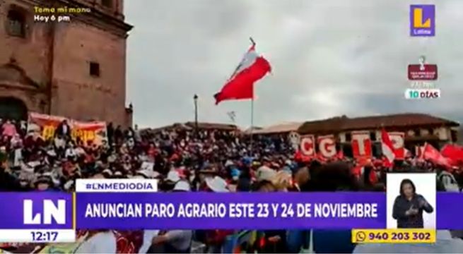 Agricultores anuncian paro programado para el 23 y 24 de noviembre