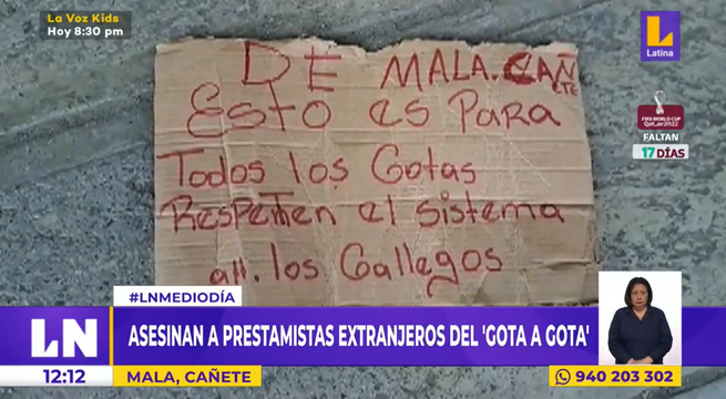 Sicarios asesinan a prestamistas extranjeros y dejan carta