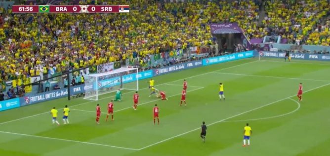 Richarlison anotó el primer gol de Brasil en el Mundial Qatar 2022.