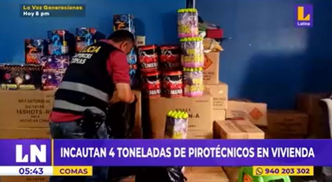 Comas: incautan cuatro toneladas de pirotécnicos  en vivienda