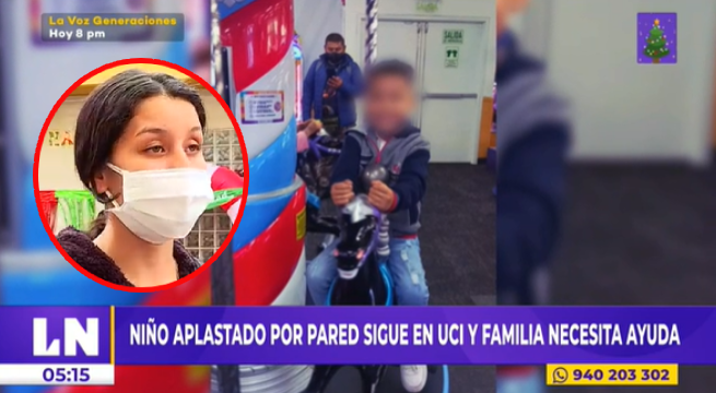Niño aplastado por pared continúa en UCI y madre clama por ayuda