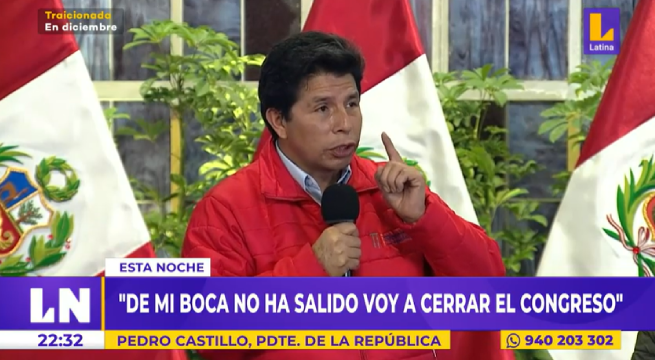 Pedro Castillo: “De mi boca no ha salido que voy a cerrar este Congreso”