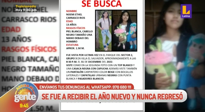 Adolescente de 13 años salió en Año Nuevo y no regresó a su hogar