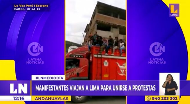Andahuaylas: tres mil manifestantes viajan a Lima para unirse a las protestas