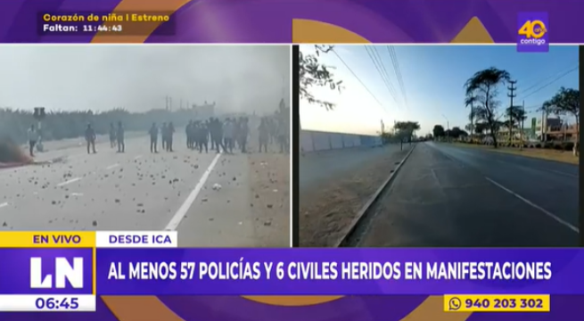 Protestas en Ica: 57 policías y seis civiles heridos deja enfrentamiento en Panamericana Sur