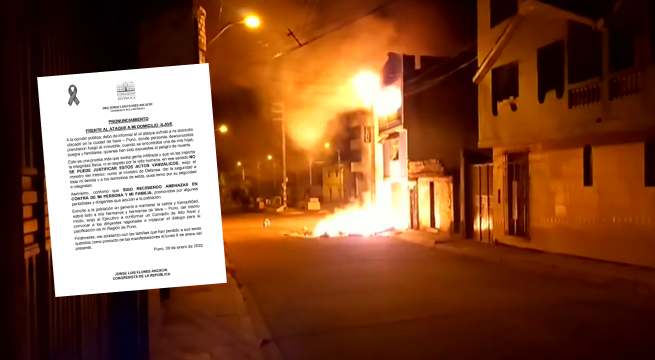 Parlamentario Jorge Flores Ancachi condena ataque a su vivienda en Puno