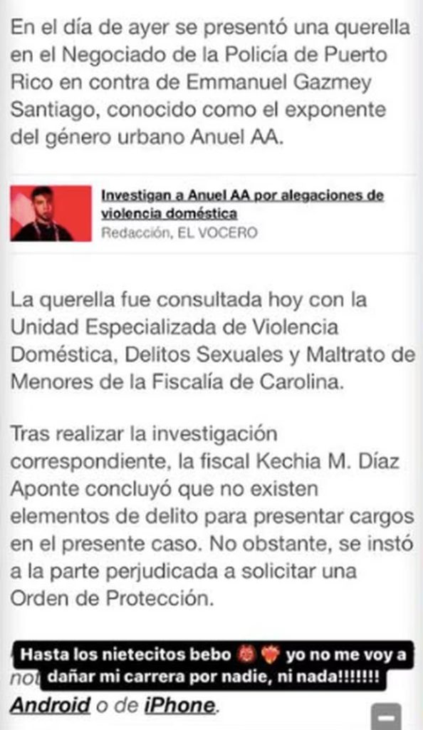 Anuel AA habla sobre la denuncia de violencia doméstica en su contra