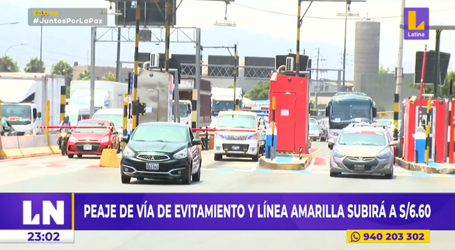 Peaje en la Vía de Evitamiento y Línea Amarilla subirá a S/ 6.60 desde el 26 de febrero