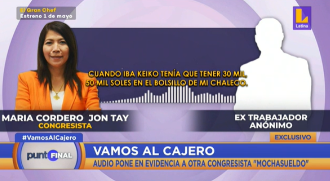 Congresista María Cordero fue retirada de cargos y comisiones tras denuncia de Punto Final