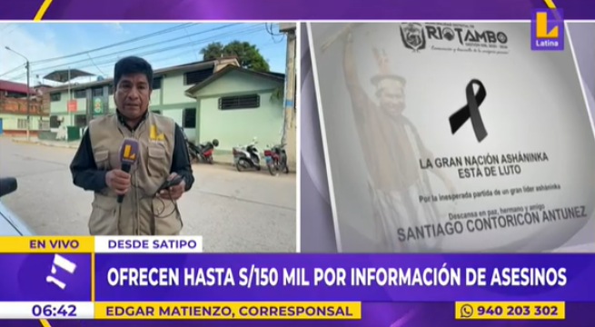 Ofrecen hasta S/ 150 mil por información de asesinos de líder asháninka