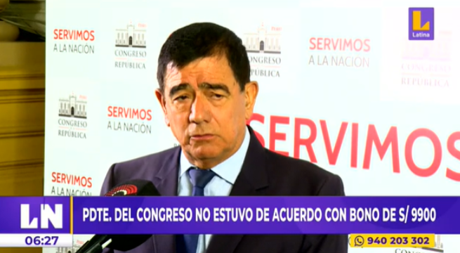 José Williams alega no estar de acuerdo con bono de S/ 9,900 para trabajadores del Congreso