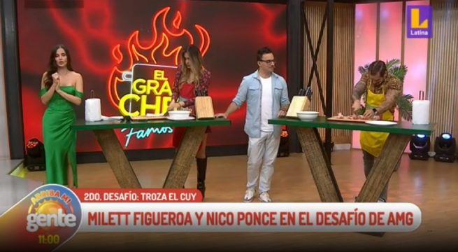 ¿Merece volver a 'El Gran Chef Famosos'? Nico Ponce venció a Milett Figueroa en reto para pelar ajíes en Arriba Mi Gente