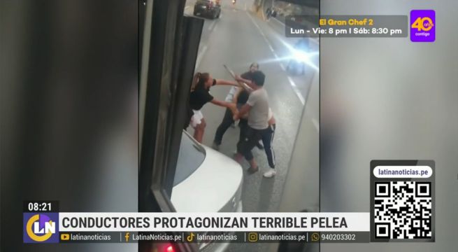 Conductores protagonizan fuerte pelea con palos y piedras