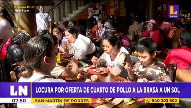 ¡Ofertón! Venta de ¼ de pollo a un sol genera largas colas en SMP 