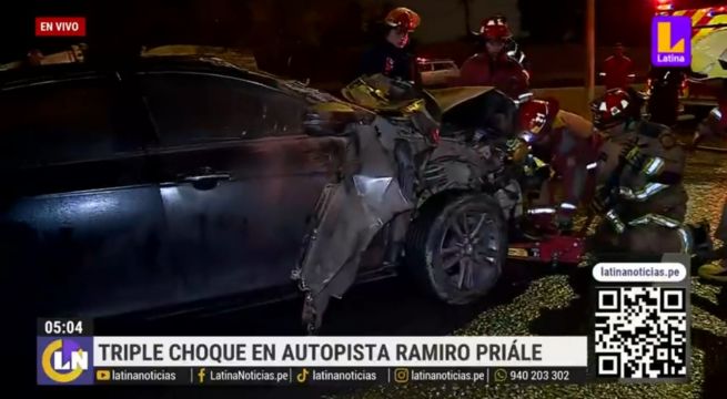 ¡Terrible! Triple choque deja dos heridos en Huachipa