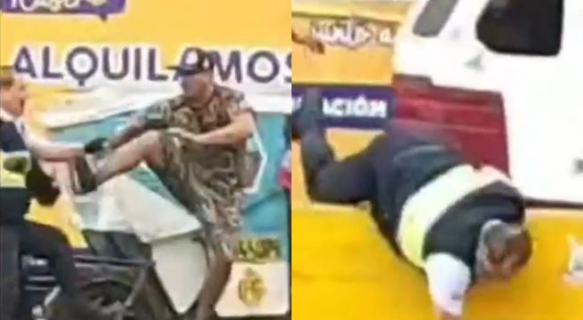 Sereno cae de una altura de casi dos metros tras ser empujado por sujeto